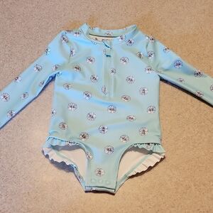 Carter's Light Blue Floral Kids Rashguard Size 18 Months